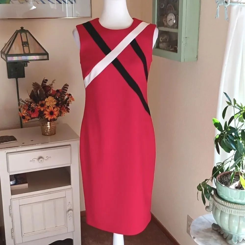 Calvin. Klein Bold Stripes Sheath Dress. Coastal Grandma